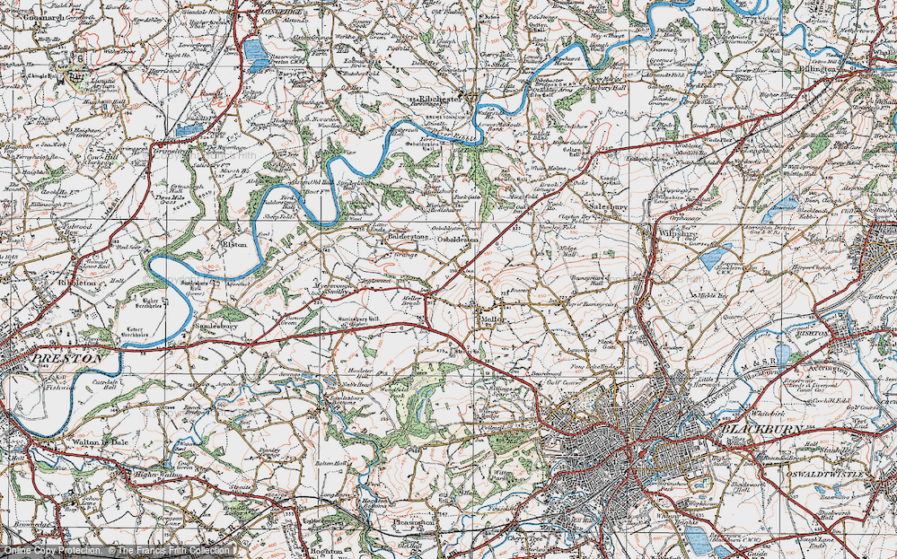 Old Map of Osbaldeston, 1924 in 1924