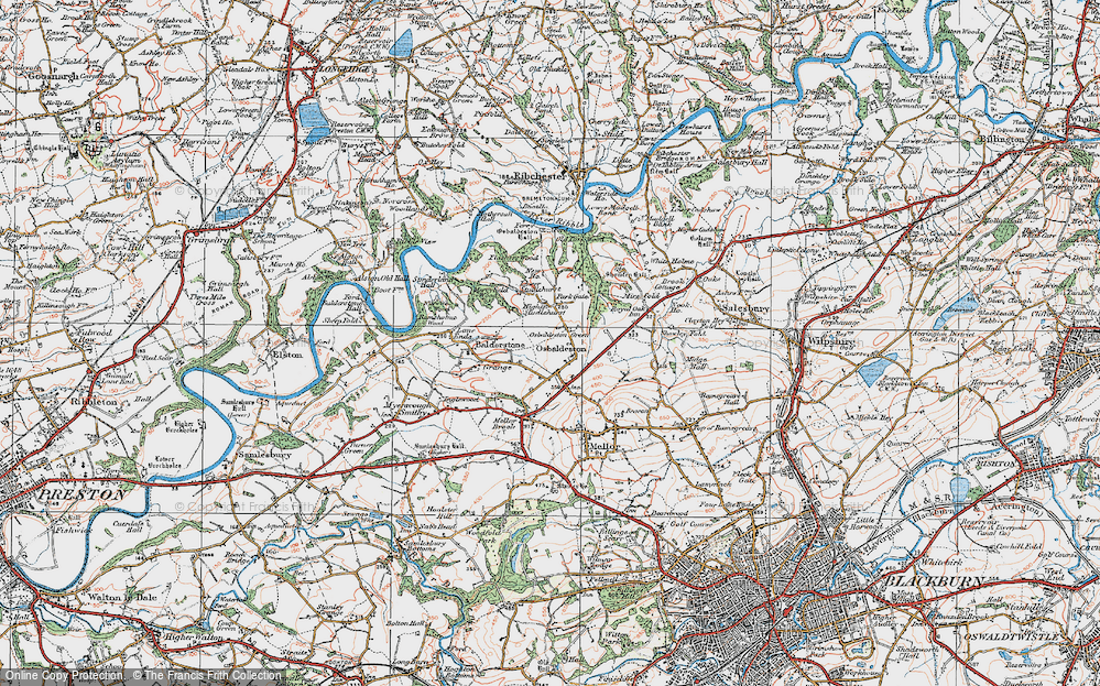 Old Map of Osbaldeston Green, 1924 in 1924