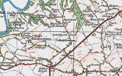Old map of Osbaldeston Green in 1924