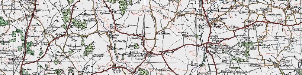 Old map of Osbaston in 1921