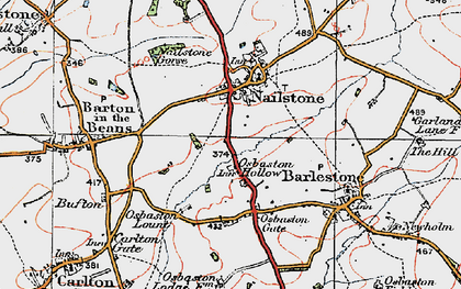 Old map of Osbaston Hollow in 1921