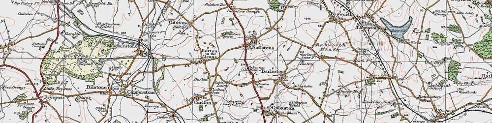 Old map of Osbaston Hollow in 1921