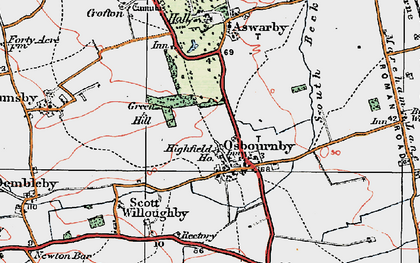 Old map of Osbournby in 1922