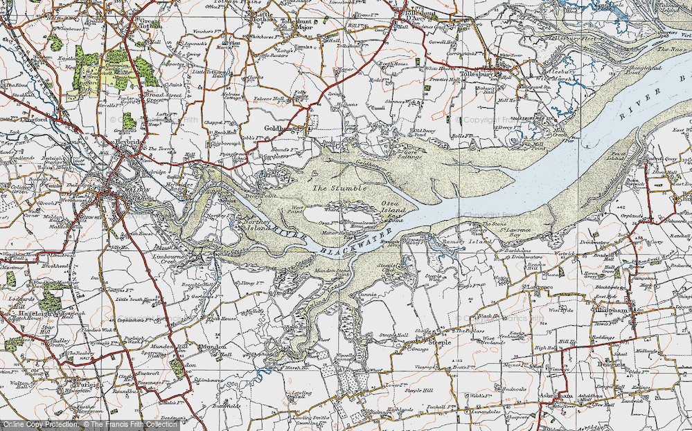 Old Map of Osea Island, 1921 in 1921