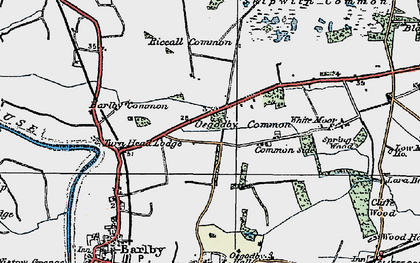 Old map of Riccall Common in 1924