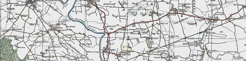 Old map of Riccall Common in 1924