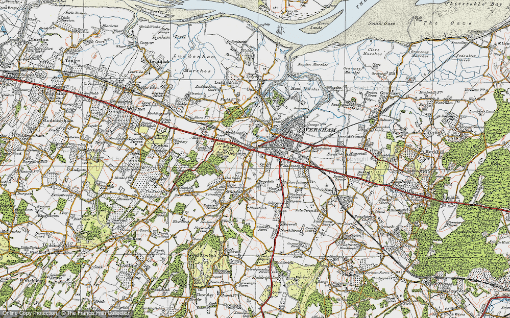 Old Map of Ospringe, 1921 in 1921