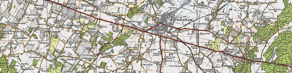 Old map of Ospringe in 1921