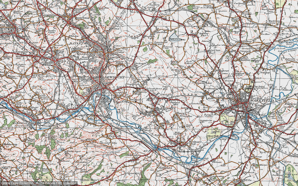 Old Map of Ossett Street Side, 1925 in 1925