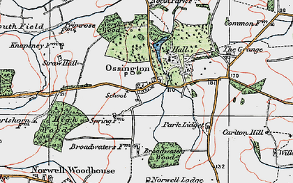 Old map of Broadwaters Wood in 1923