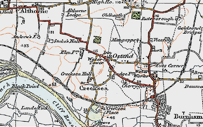 Old map of Ostend in 1921