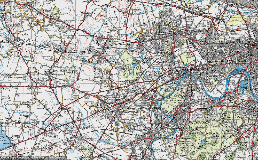 Old Map of Osterley, 1920 in 1920