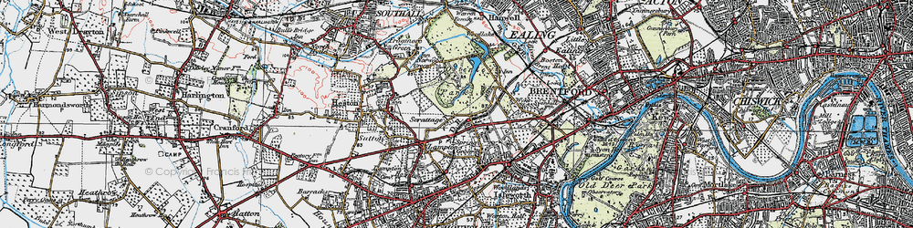 Old map of Osterley in 1920