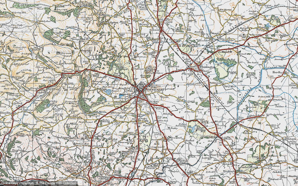 Old Map of Oswestry, 1921 in 1921