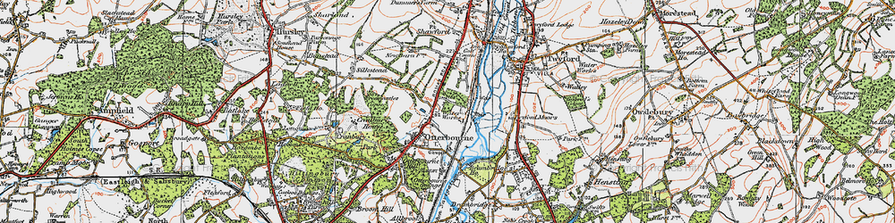 Old map of Otterbourne in 1919