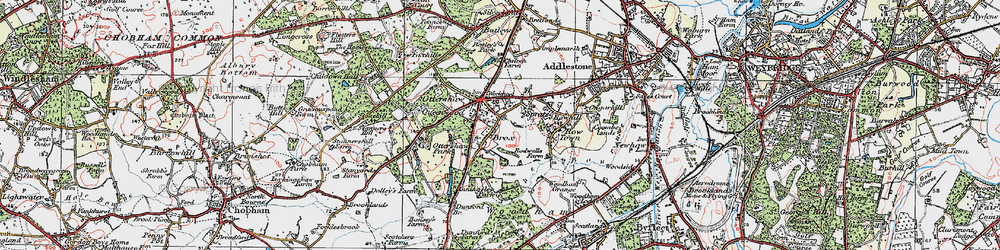 Old map of Ottershaw in 1920