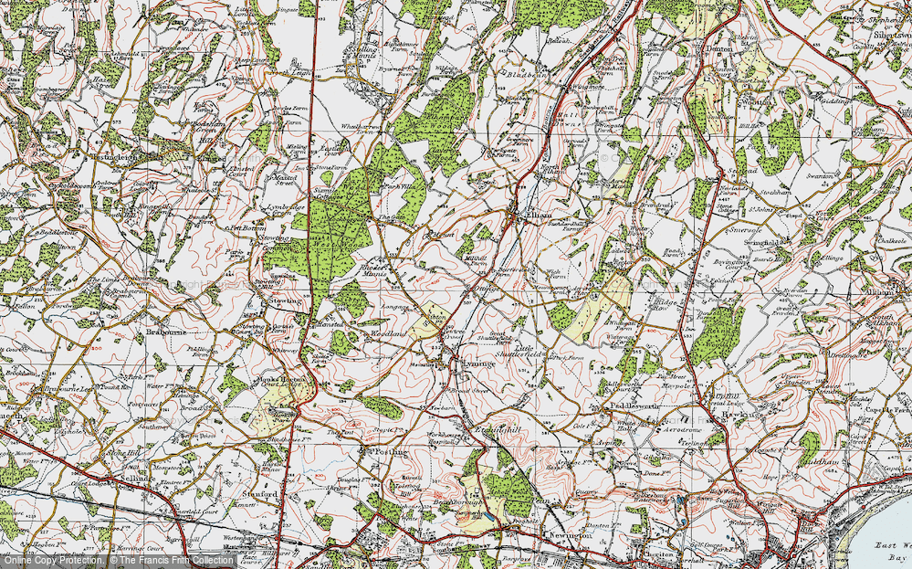 Old Map of Ottinge, 1920 in 1920