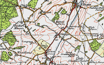 Old map of Ottinge in 1920