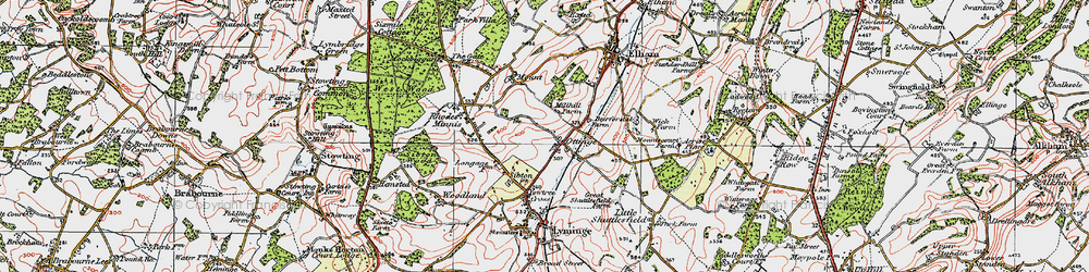 Old map of Ottinge in 1920