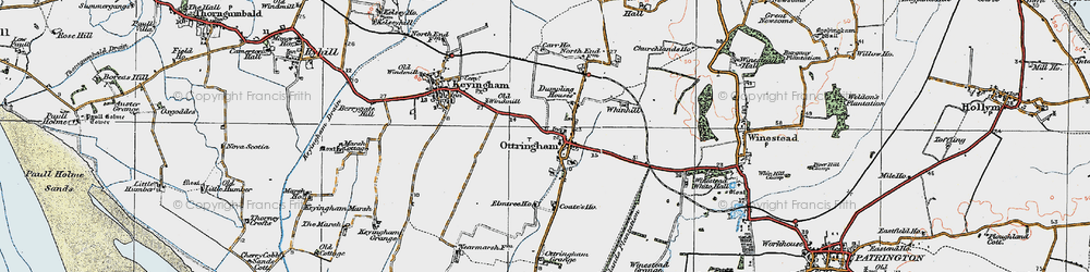Old map of Ottringham in 1924