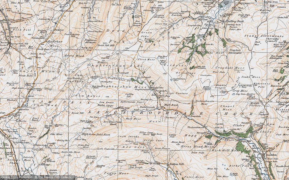 Old Map of Historic Map covering Beckermonds Scar in 1925