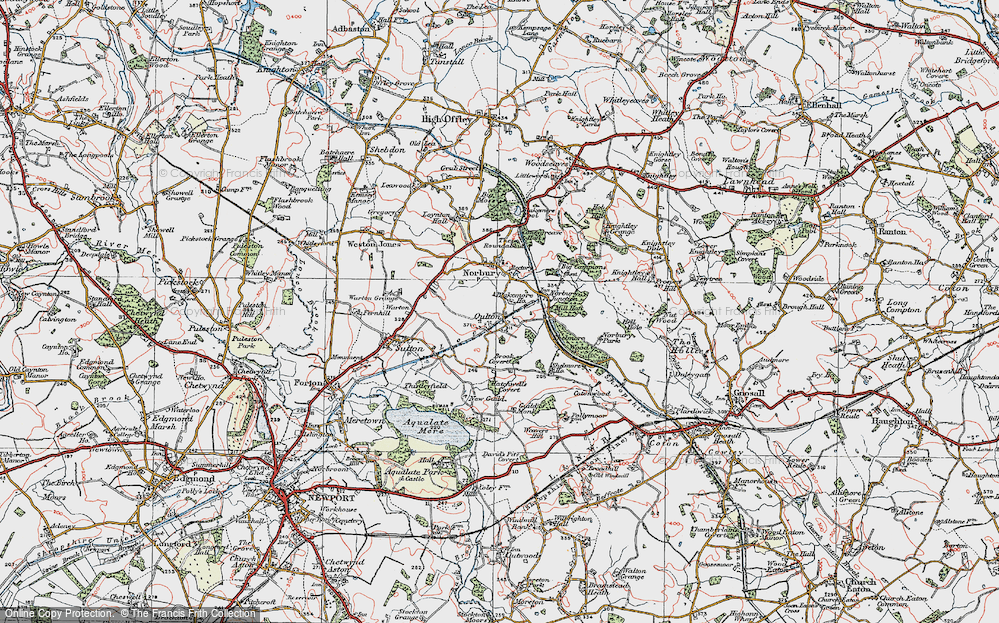 Old Map of Historic Map covering Blakemore Ho in 1921