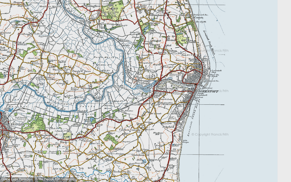 Old Map of Historic Map covering White Cast Marshes in 1921