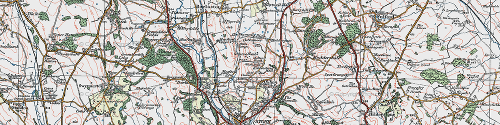 Old map of Oulton Heath in 1921