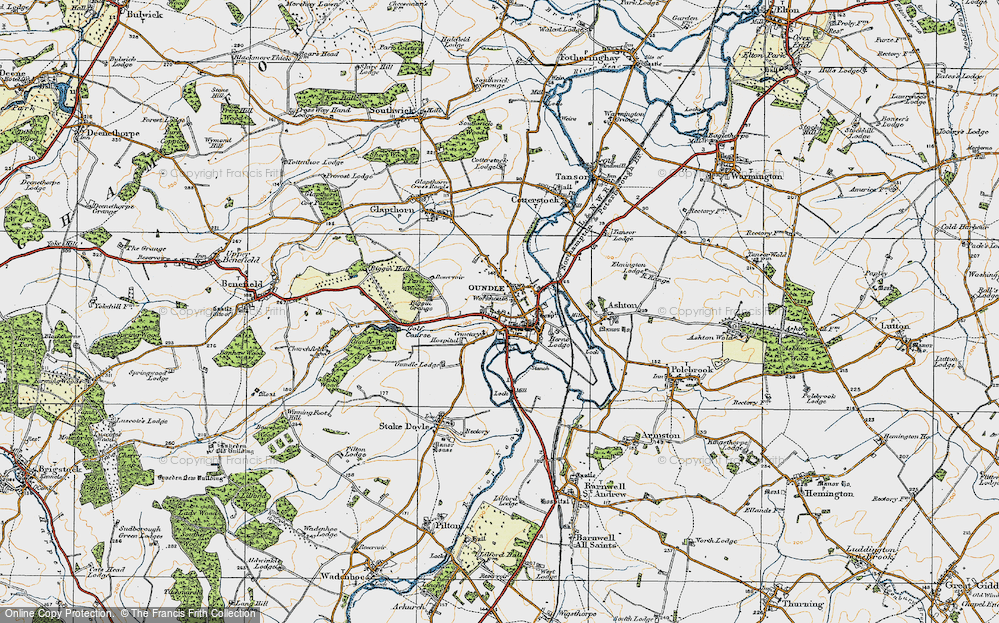 Old Map of Historic Map covering Barnwell Country Park in 1920