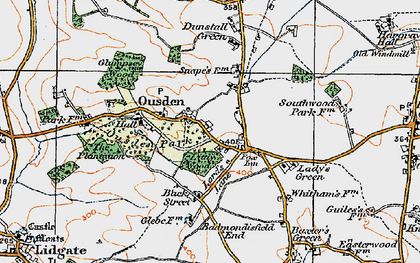 Old map of Ousden in 1921