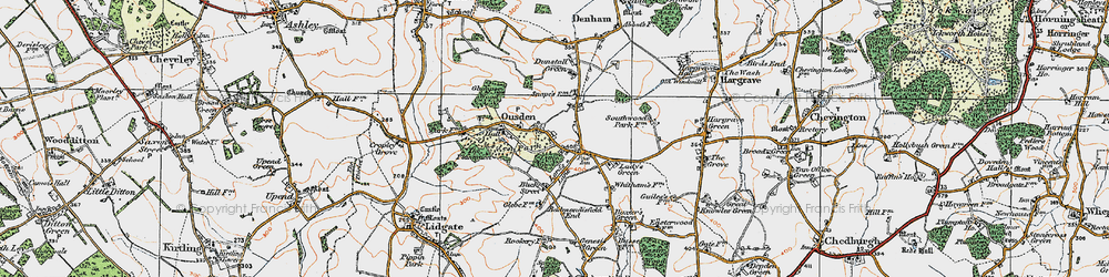Old map of Ousden in 1921