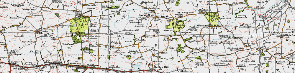 Old map of Ouston in 1925
