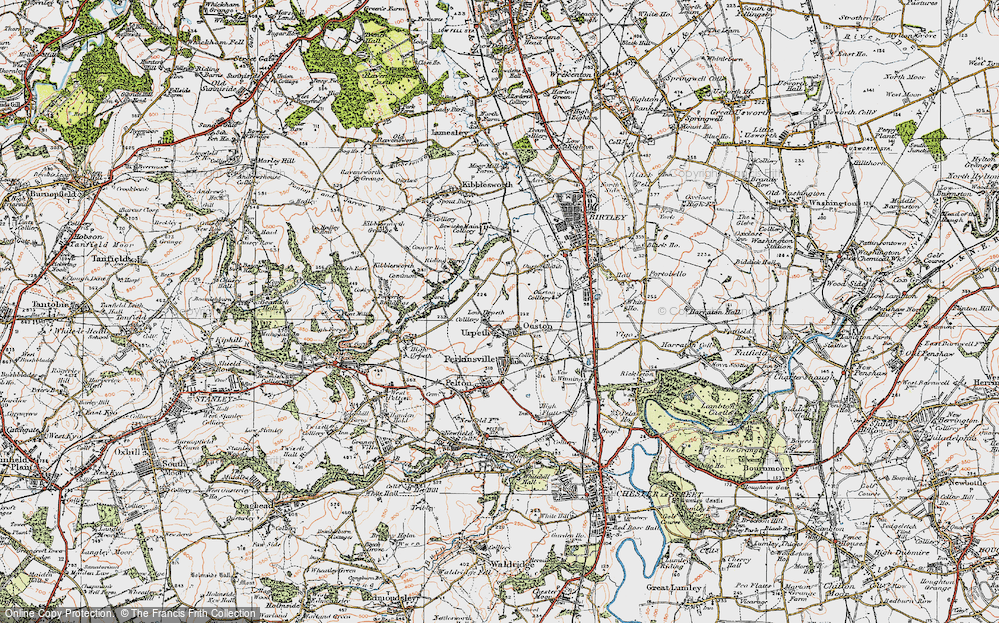 Old Map of Historic Map covering Low Urpeth in 1925