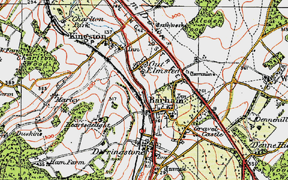 Old map of Out Elmstead in 1920