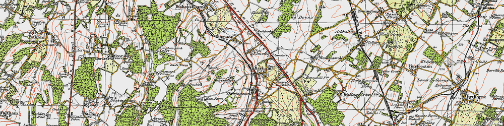 Old map of Out Elmstead in 1920
