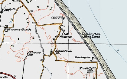 Old map of Out Newton in 1924