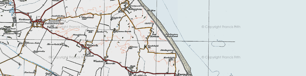Old map of Out Newton in 1924