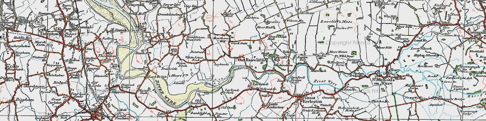 Old map of Out Rawcliffe in 1924