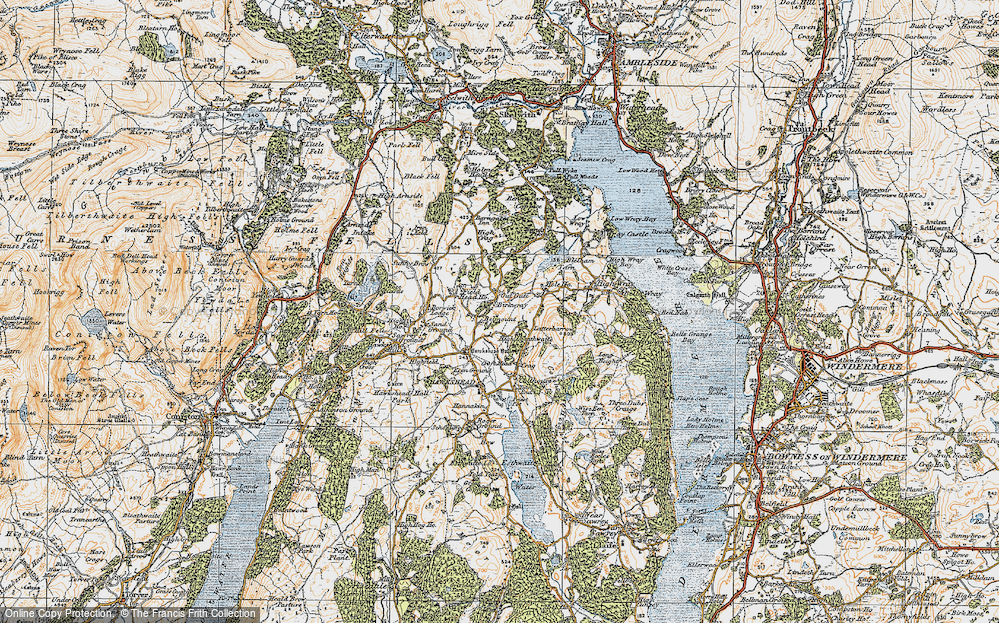 Old Map of Historic Map covering Blelham Tarn in 1925