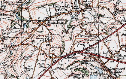 Old map of Outlane in 1925