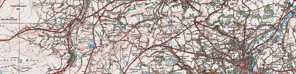 Old map of Outlane in 1925