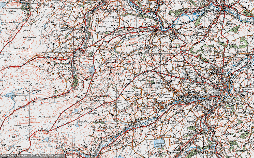 Old Map of Outlane Moor, 1925 in 1925