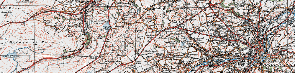 Old map of Outlane Moor in 1925