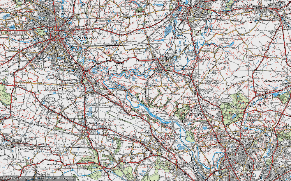 Old Map of Historic Map covering Clifton Country Park in 1924