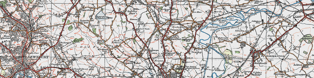 Old map of Outwood in 1925