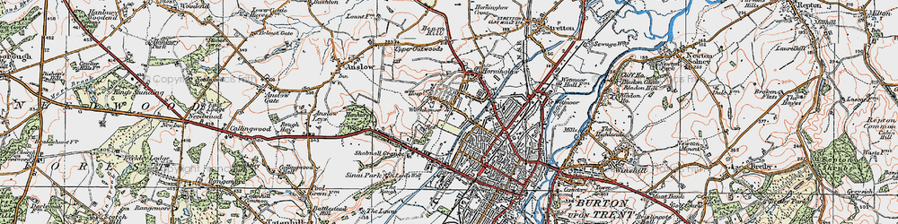 Old map of Outwoods in 1921