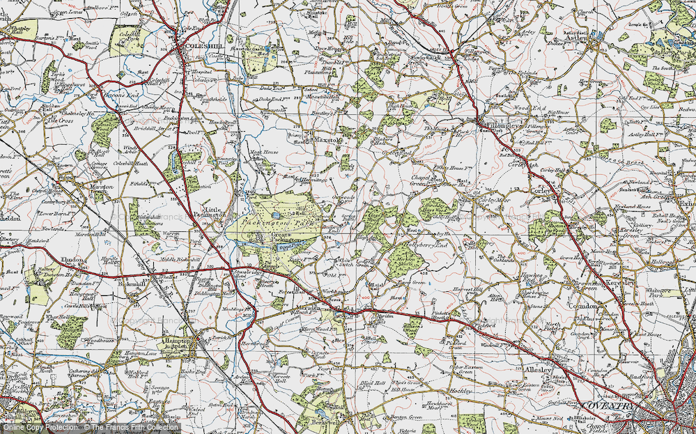 Old Map of Historic Map covering Butler's End in 1921