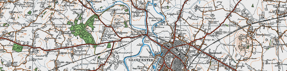 Old map of Over in 1919