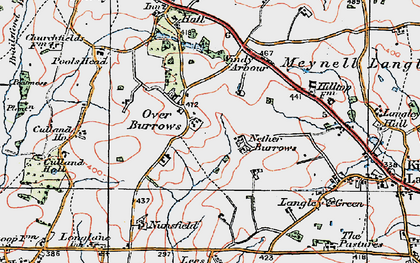 Old map of Over Burrows in 1921