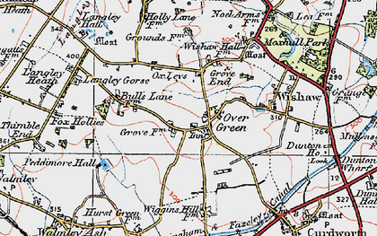 Old map of Over Green in 1921